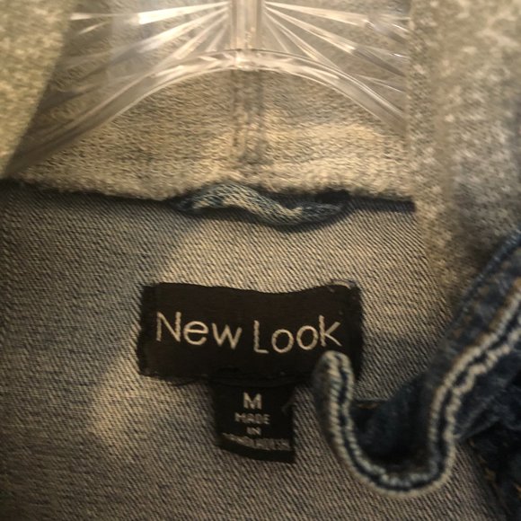 EUC New Look Jean Jacket with sweatshirt sleeves and hood.  Size M - Picture 5 of 5